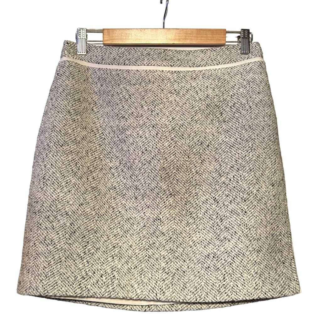 White House Black Market Wool Skirt White Tweed Career Professional Size 4